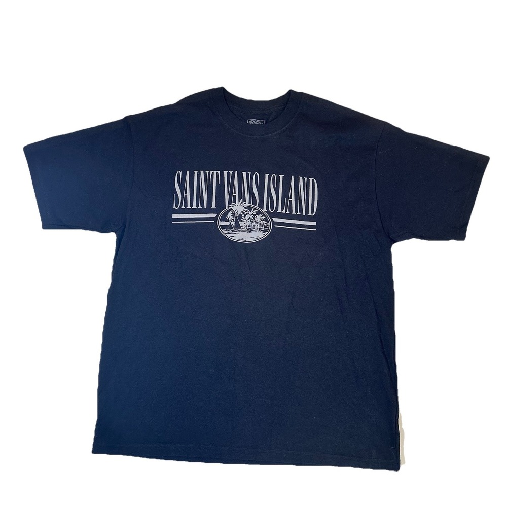 Vans Saint Vans Island Shirt Mens Black Loose Fit Graphic Tee Palm Trees Large